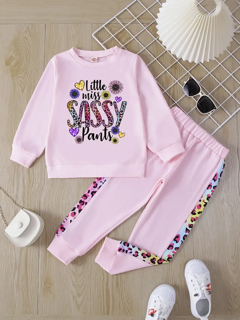 (Custom Design Preorder MOQ 5) Little Miss Sassy Pants Leopard Girls Pink Clothes Set
