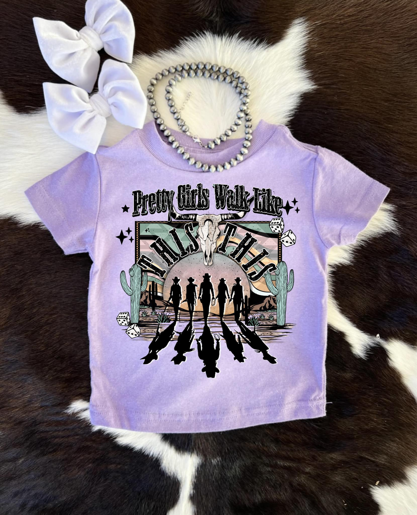 (Custom Design Preorder MOQ 5) Pretty Girl Print Girls Purple Western Tee Shirts Top