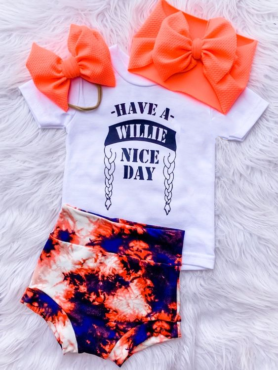 (Custom Design Preorder MOQ 5) Have A Nice Day Print Baby Girls Summer Bummie Set