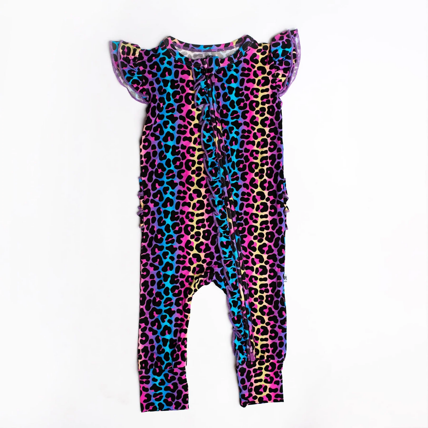 (Custom Design Preorder MOQ 5) Colorful Leopard Print Baby Girls Romper