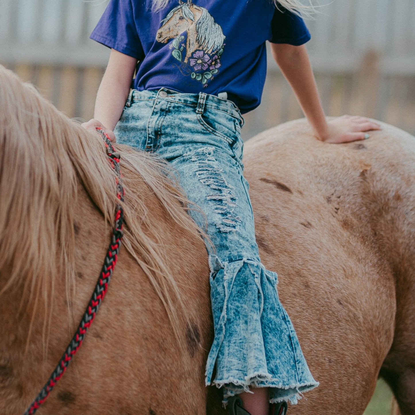 Bell bottom fringed jeans C4-23