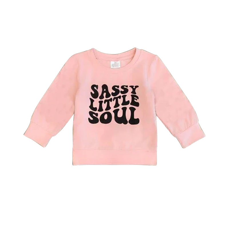 (Custom Design Preorder MOQ 5) Pink Sassy Little Soul Girls Tee Shirts Top