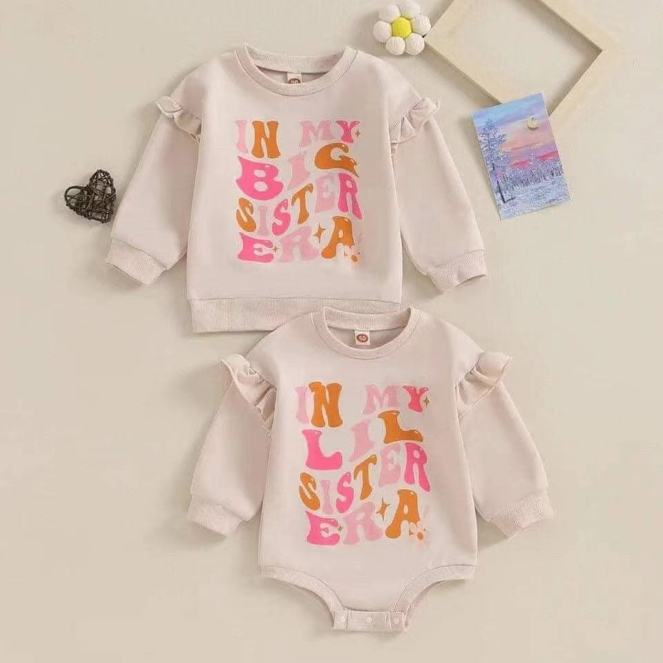 (Custom Design Preorder MOQ 5) In My LIL Sister ERA Print Baby Girls Romper