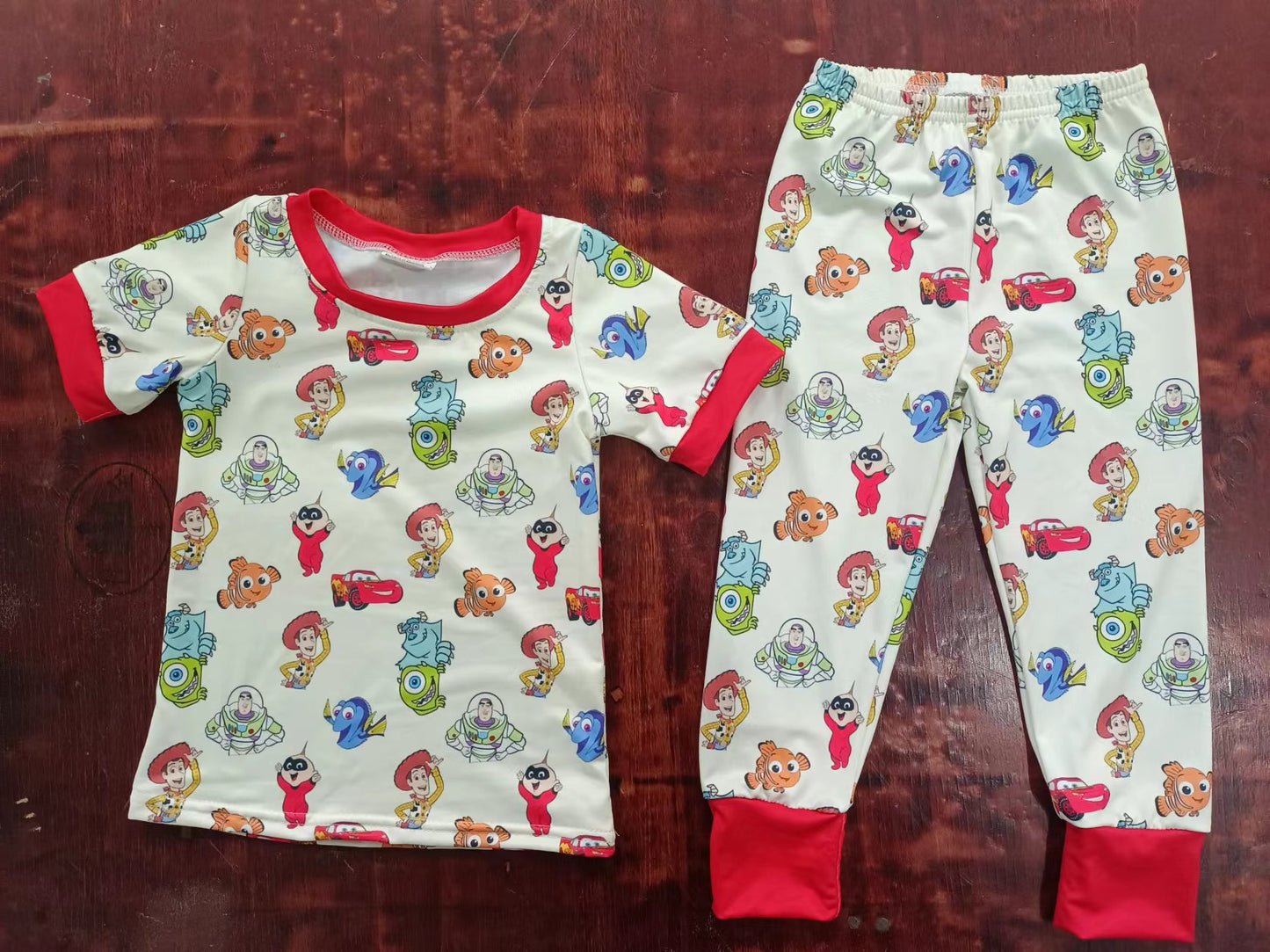 (Custom Design Preorder MOQ 5) Cartoon Figure Print Boys Pajamas Clothes Set
