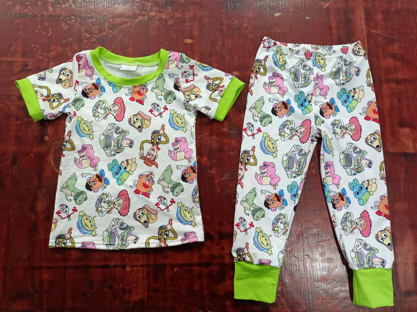 (Custom Design Preorder MOQ 5) Cartoon Toys Print Boys Pajamas Clothes Set