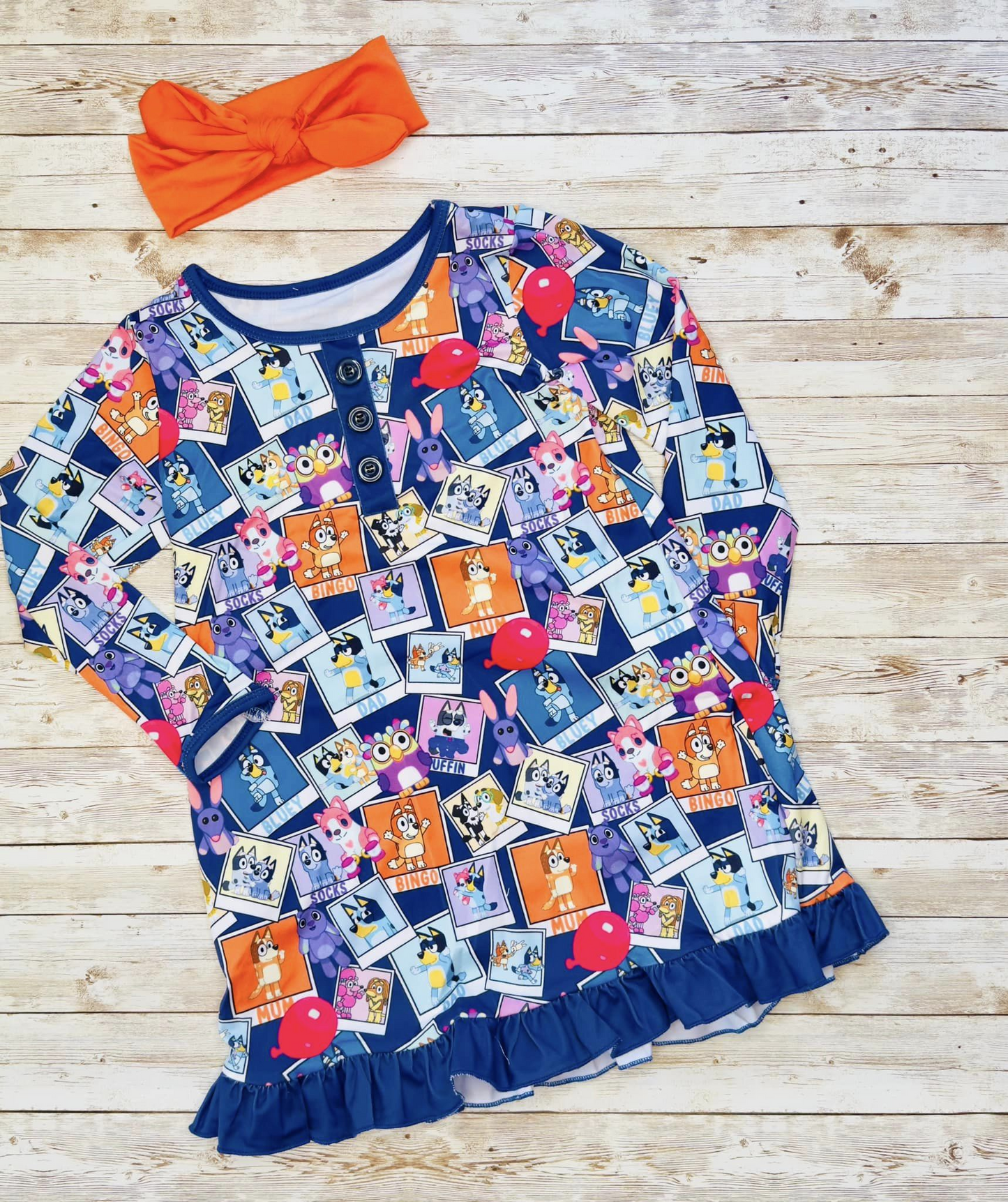 (Custom Design Preorder MOQ 5) Cartoon Dog Print Girls Knee Length Summer Dress