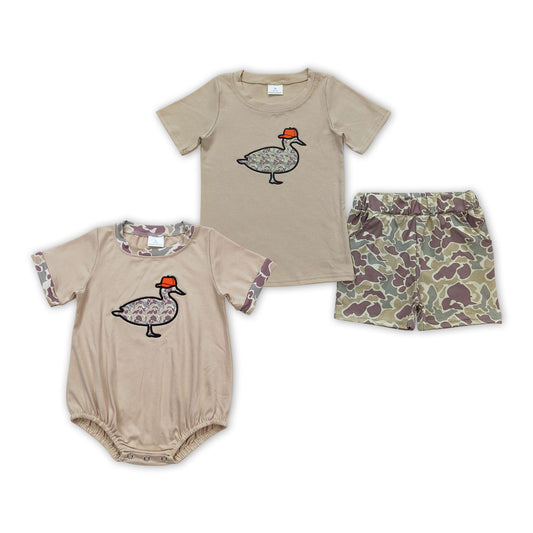 Camo Duck Embroidery Brothers Summer Matching Clothes