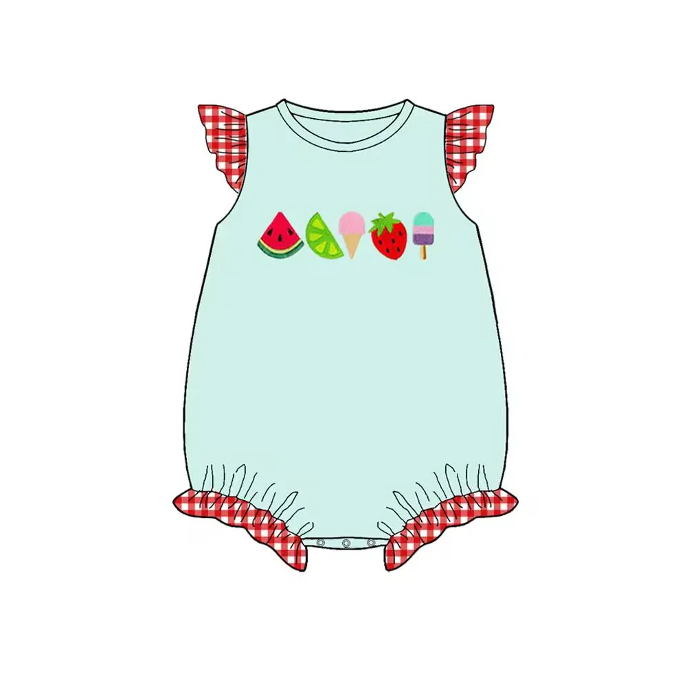 (Custom Design Preorder MOQ 5) Watermelon Print Baby Girls Summer Romper