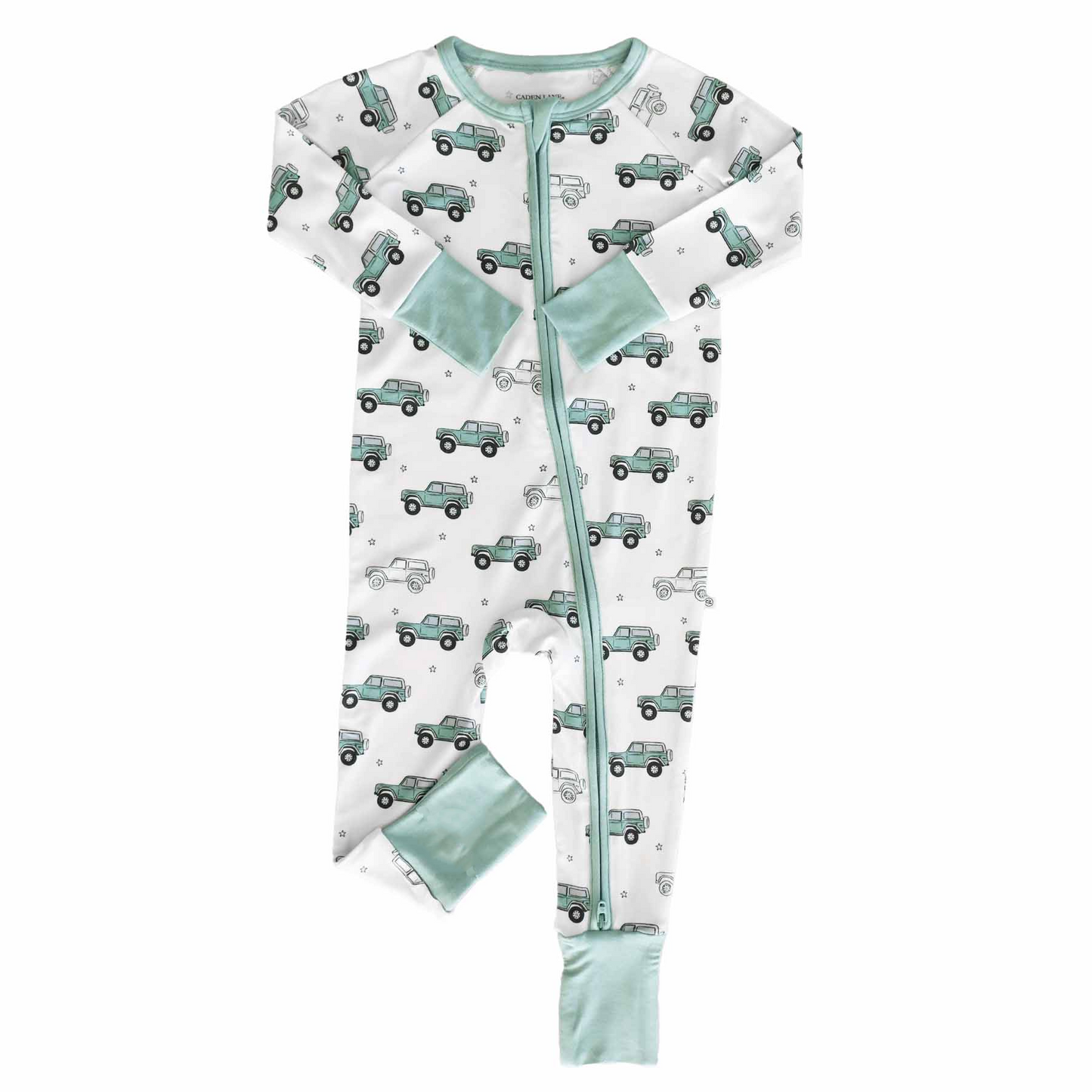 (Custom Design Preorder MOQ 20) Trucks Print Baby Boys Fall Bamboo Sleeper Zipper Romper