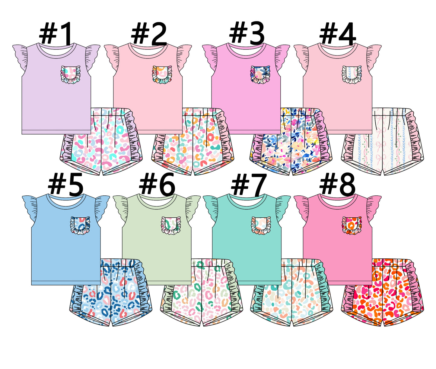 12.14(Custom Design Preorder MOQ 5 Each Design) 1-4 Colors Leopard Print Girls Summer Matching Clothes Sisters Wear