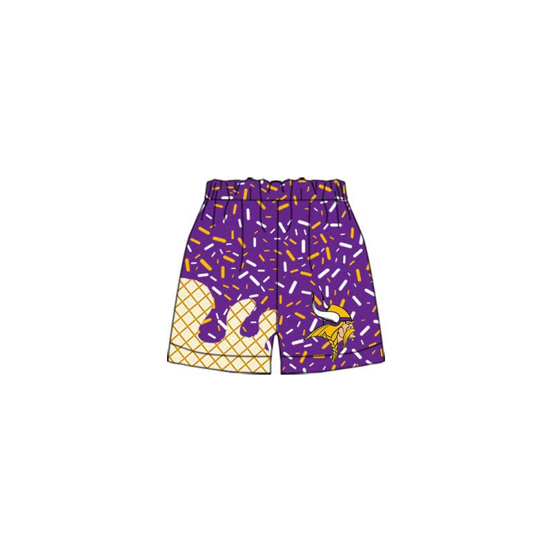 (Custom Design Preorder MOQ 5 Each Item) Team's Vikings Sprinkles Print Summer Bottom Shorts Mom and Me Matching Clothes