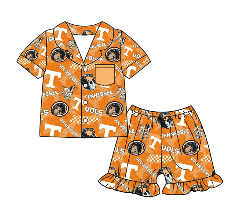 (Custom Design Preorder MOQ 5 Each Design) Team's Tennessee Print Kids Summer Matching Clothes Sibling Wear