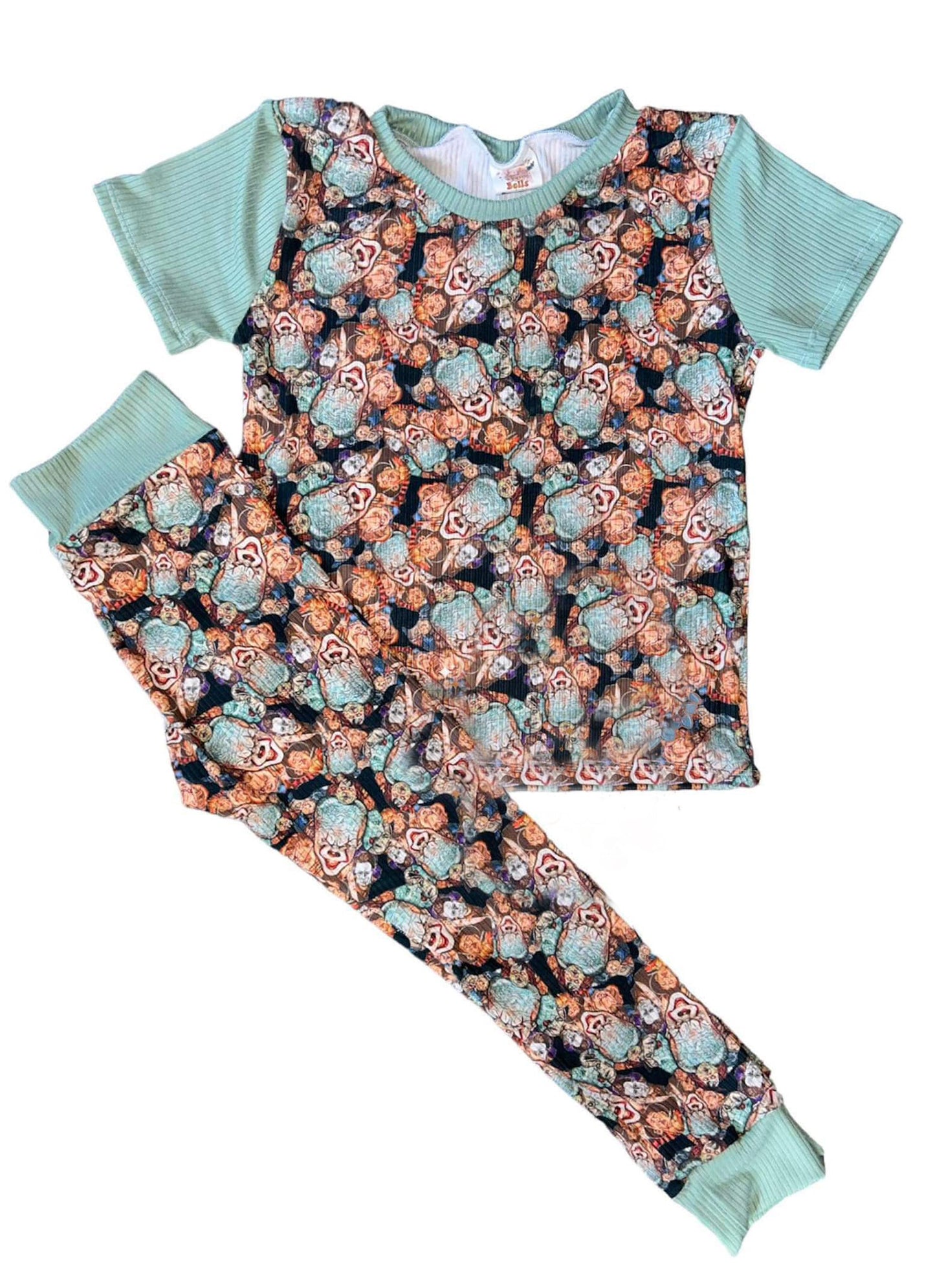 (Custom Design Preorder MOQ 5) Movie Character Print Kids Halloween Pajamas Clothes Set