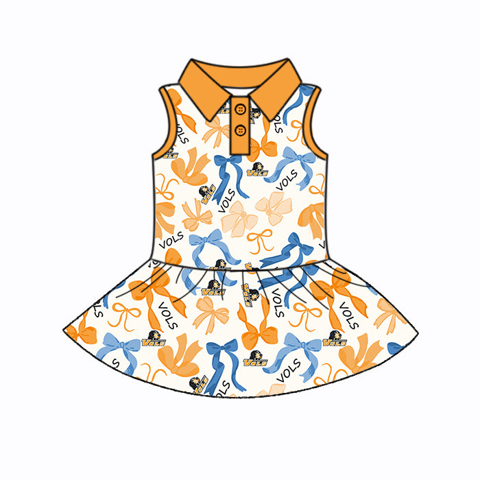 (Custom Design Preorder MOQ 5 Each Color) Team's TENNESSEE Bows Print Girls Summer Clothes Sisters Matching Wear
