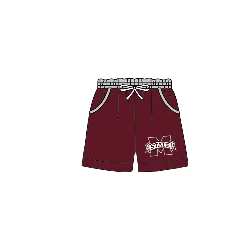 (Custom Design Preorder MOQ 5) Team's Mississippi State Print Boys Swim Trunks