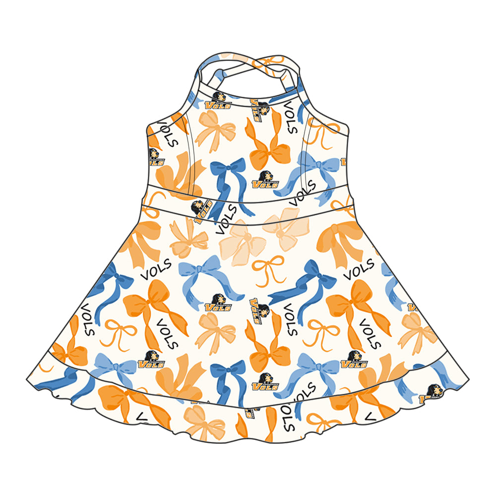 (Custom Design Preorder MOQ 5 Each Color) Team's TENNESSEE Bows Print Girls Summer Clothes Sisters Matching Wear