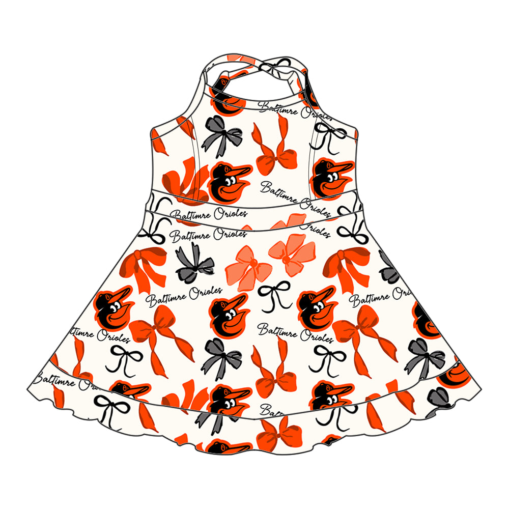 (Custom Design Preorder MOQ 5 Each Color) Team's BALTIMRE Bows Print Girls Summer Clothes Sisters Matching Wear