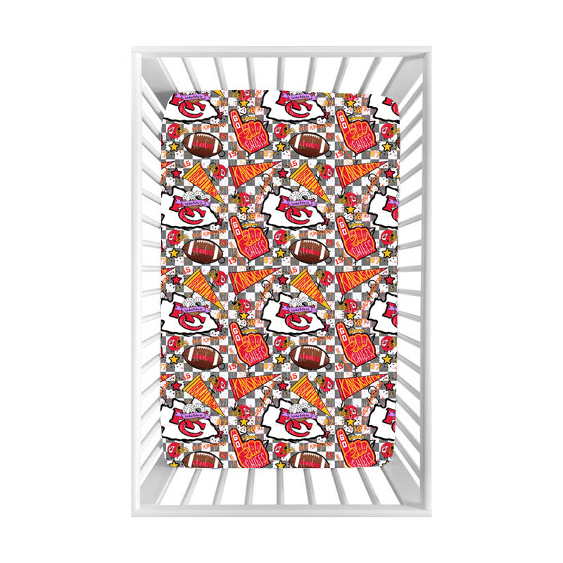 (Custom Design Preorder MOQ 5) Team's KC Yellow Print Baby Bed Sheets