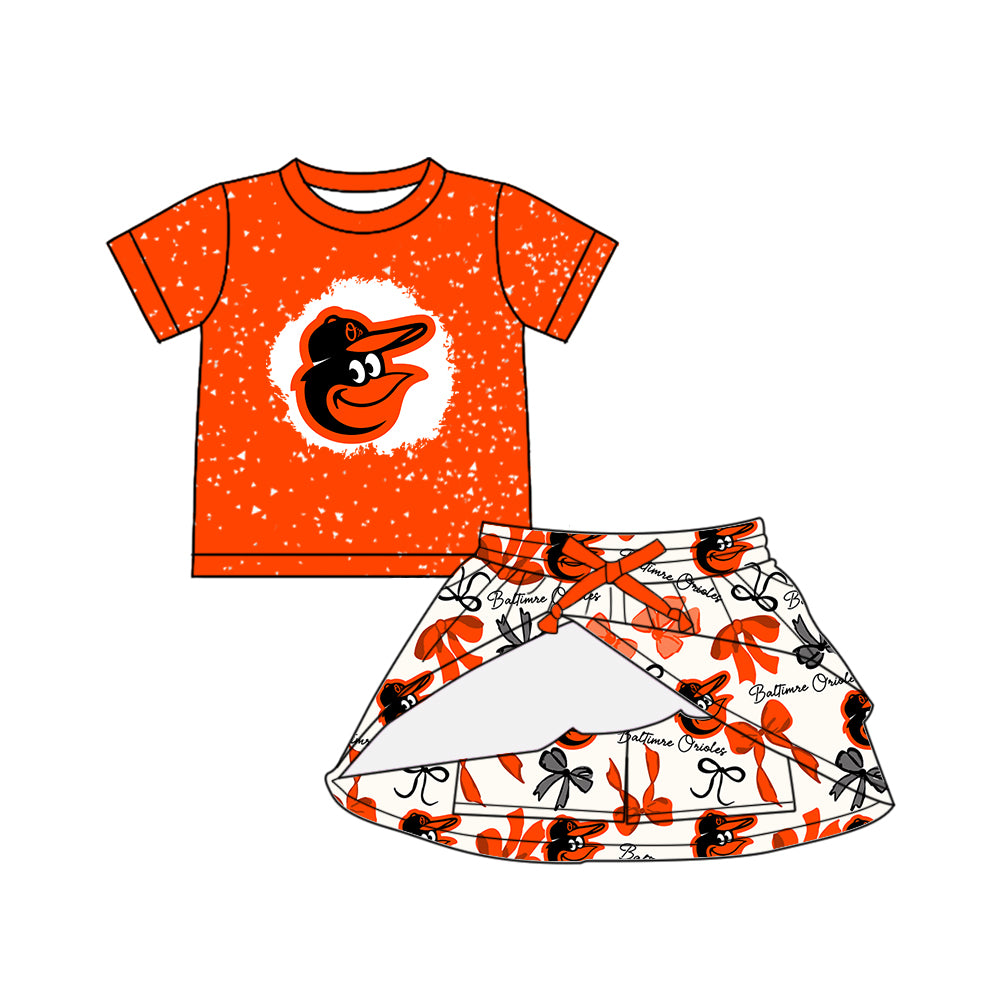 (Custom Design Preorder MOQ 5 Each Color) Team's BALTIMRE Bows Print Girls Summer Clothes Sisters Matching Wear