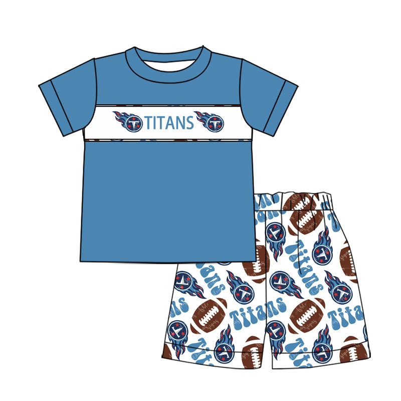 1.9(Custom Design Preorder MOQ 5 Each Design) Team's TITANS Print Kids Summer Matching Clothes Sibling Wear