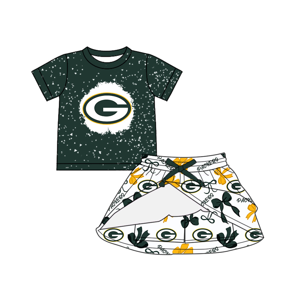 (Custom Design Preorder MOQ 5 Each Color) Team's PACKERS Bows Print Girls Summer Clothes Sisters Matching Wear