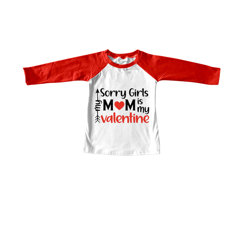 (Custom Design Preorder MOQ 5) Sorry Girls Print Boys Raglan Sleeve Valentine's Tee Shirts Top