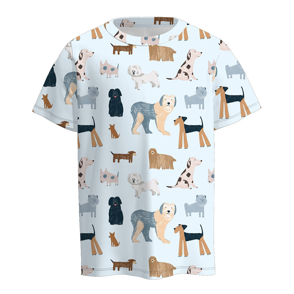 (Custom Design Preorder MOQ 5) Dog Print Boys Summer Tee Shirts Top
