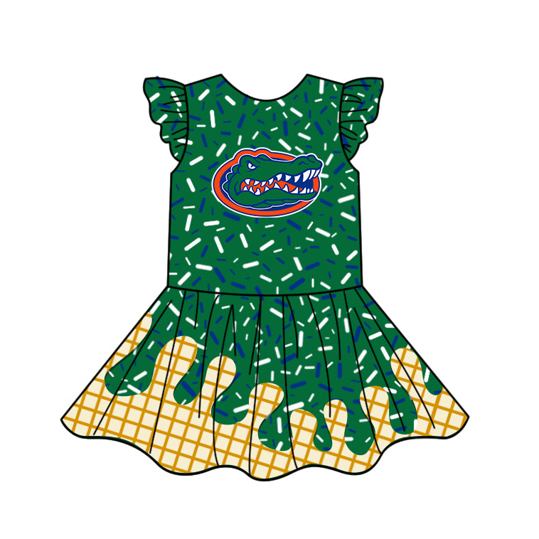 (Custom Design Preorder MOQ 5 Each Item)Team's Florida Green Sprinkles Print Family Matching Clothes