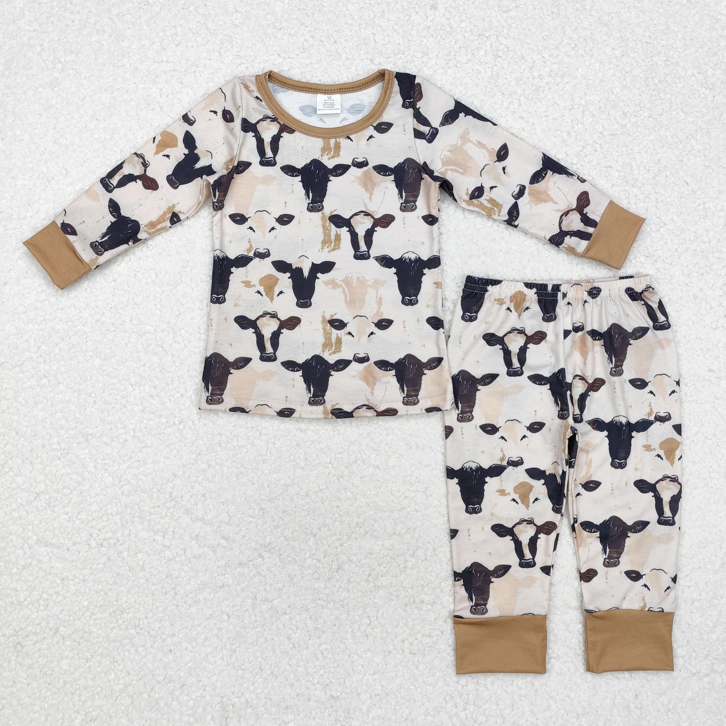 Cows Print Brothers Western Fall Bamboo Matching Pajamas Clothes