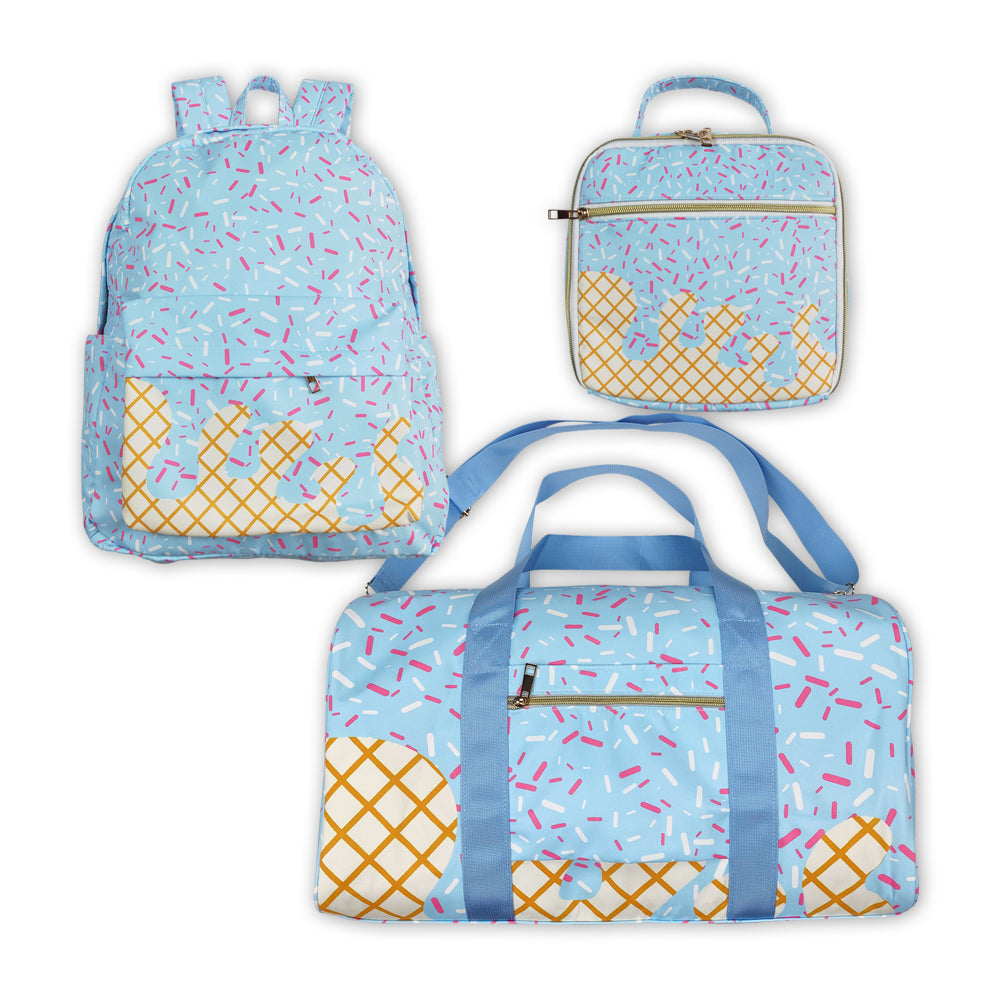 3 Styles Blue Sprinkles Print Kids Go to School Bags Backpack Lunch Boxes Overnight Bags