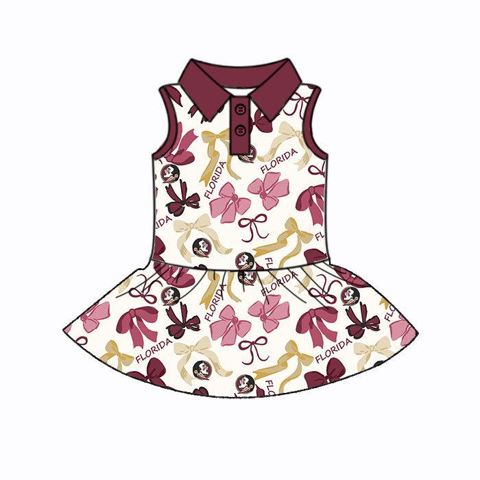 (Custom Design Preorder MOQ 5 Each Color) Team's FLORIDA Bows Print Girls Summer Clothes Sisters Matching Wear