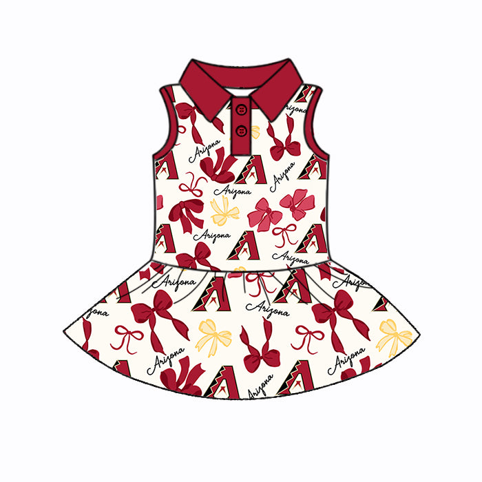 (Custom Design Preorder MOQ 5 Each Color) Team's ARIGONA Bows Print Girls Summer Clothes Sisters Matching Wear
