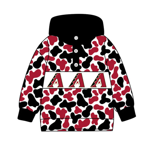 (Custom Design Preorder MOQ 5) Team's ARIZONA Camo Print Kids Long Sleeve Buttons Hoodie Top