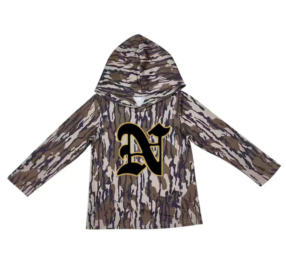 (Custom Design Preorder MOQ 5) Team Nederland Bulldogs Brown Camo Print Kids Long Sleeve Hoodie Top