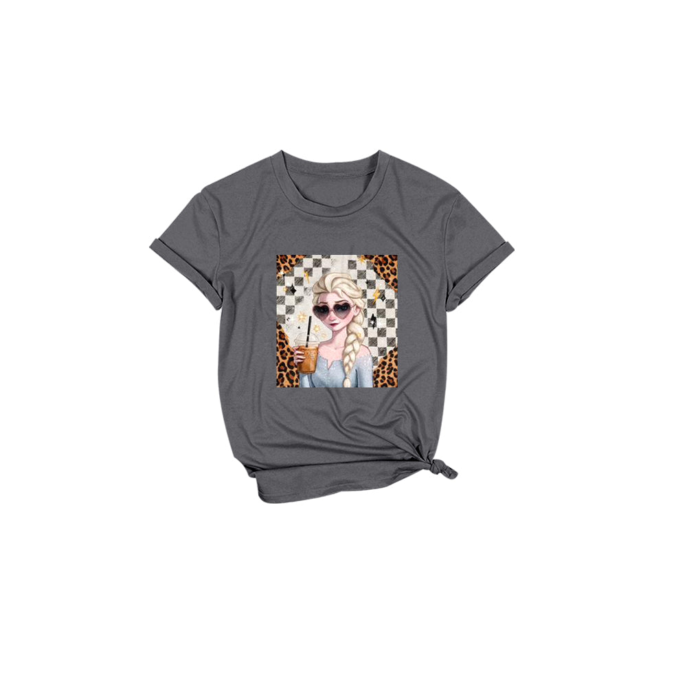 (Custom Design Preorder MOQ 5 Each Item) Cartoon Princess Grey Print Mom and Me Matching Clothes