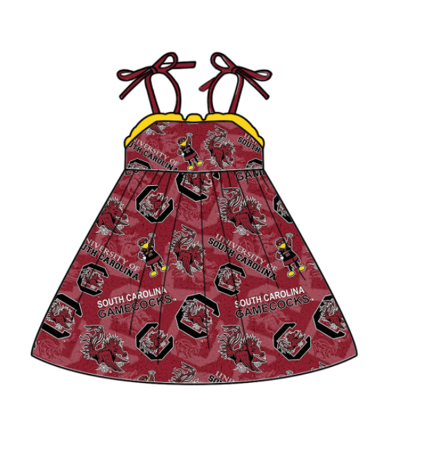 (Custom Design Preorder MOQ 5 Each Design) Team's Gamecock Print Kids Summer Matching Clothes Sibling Wear