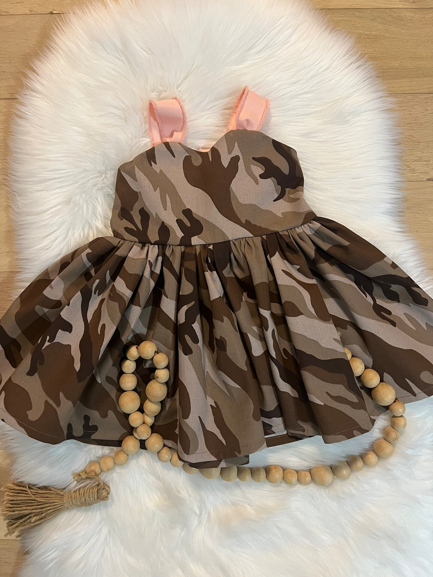 (Custom Design Preorder MOQ 5) Camo Print Girls Knee Length Summer Dress