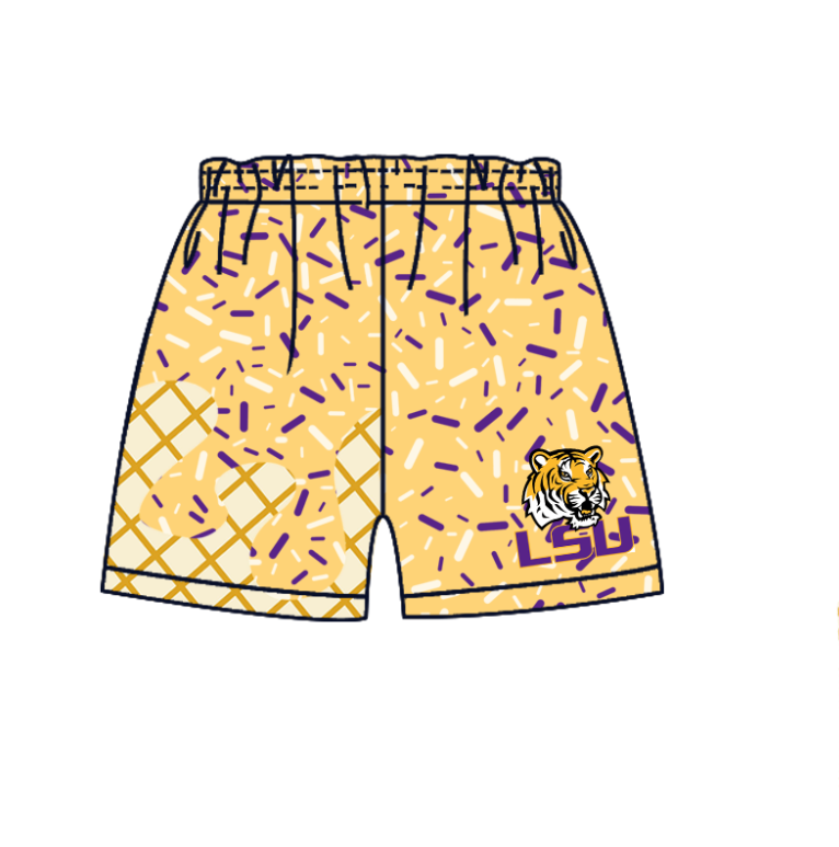 (Custom Design Preorder MOQ 5 Each Item)Team's LSU Sprinkles Print Family Matching Clothes