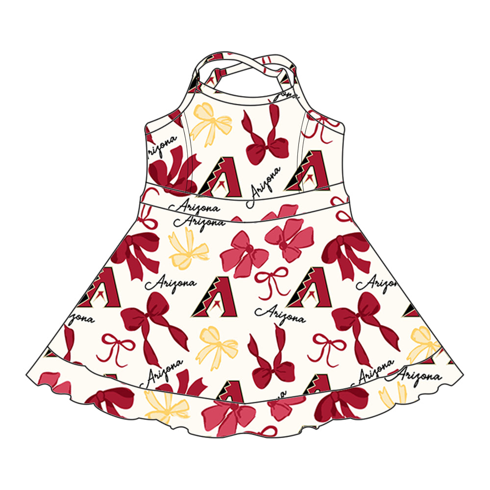 (Custom Design Preorder MOQ 5 Each Color) Team's ARIGONA Bows Print Girls Summer Clothes Sisters Matching Wear