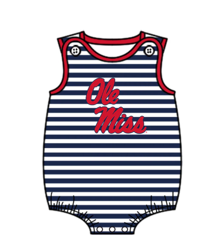 (Custom Design Preorder MOQ 5 Each Design) Team's Ole Miss Stripes Print Boys Summer Matching Clothes Brothers Wear