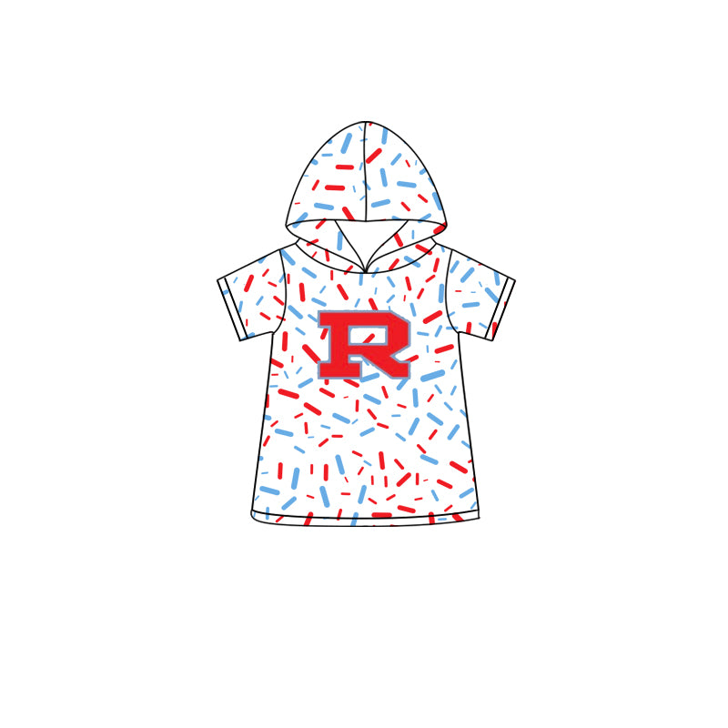 (Custom Design Preorder MOQ 5 Each Item)Team's R White Sprinkles Print Hoodie Top Mom and Me Matching Clothes