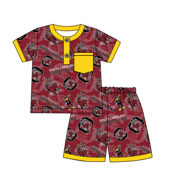 (Custom Design Preorder MOQ 5 Each Design) Team's Gamecock Print Kids Summer Matching Clothes Sibling Wear