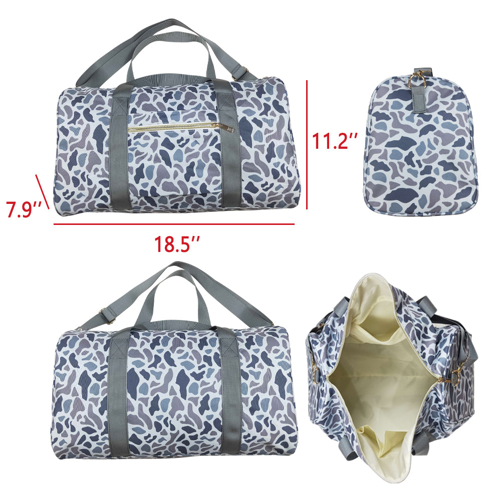 BA0262 Gray Camo Print Gym Bag  Overnight Bags