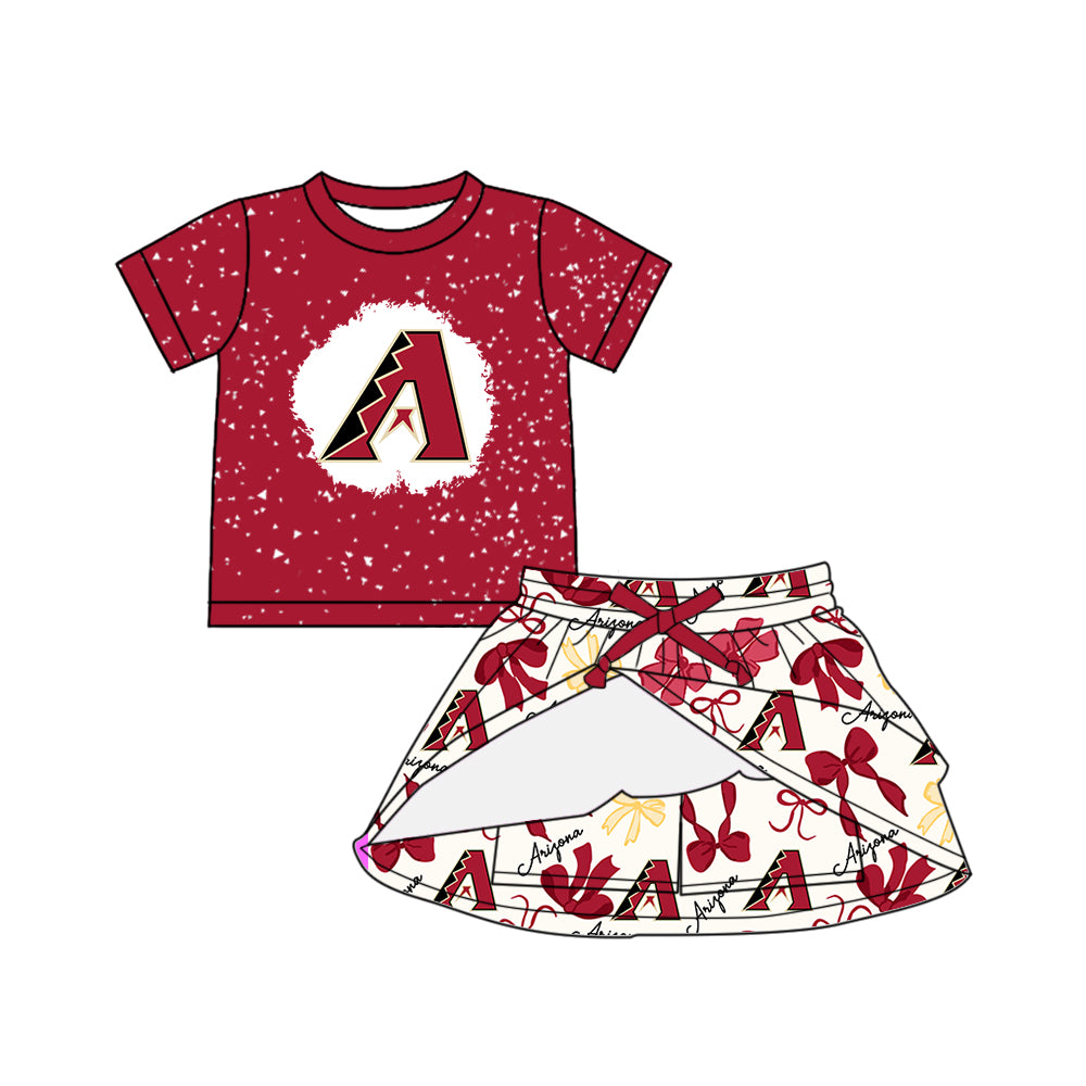 (Custom Design Preorder MOQ 5 Each Color) Team's ARIGONA Bows Print Girls Summer Clothes Sisters Matching Wear