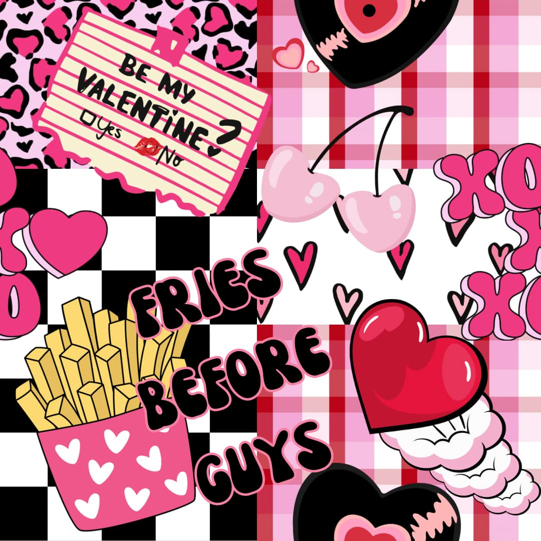 (Custom Design Preorder MOQ 5) FRIES Heart XOXO Print Baby Girls Valentine's Day Romper