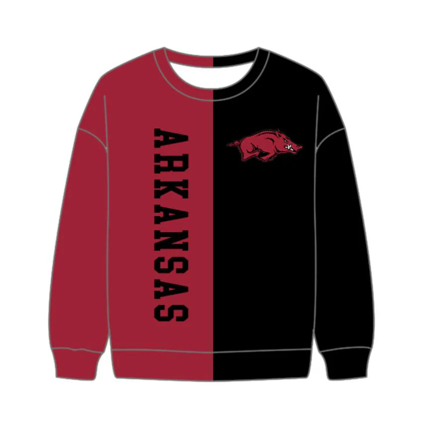 (Custom Design Preorder MOQ 5 Each Item) Team's ARKANSAS Print Long Sleeve Tee Shirts Top Mom and Me Matching Clothes