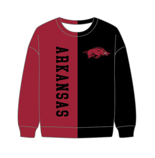(Custom Design Preorder MOQ 5 Each Item) Team's ARKANSAS Print Long Sleeve Tee Shirts Top Mom and Me Matching Clothes