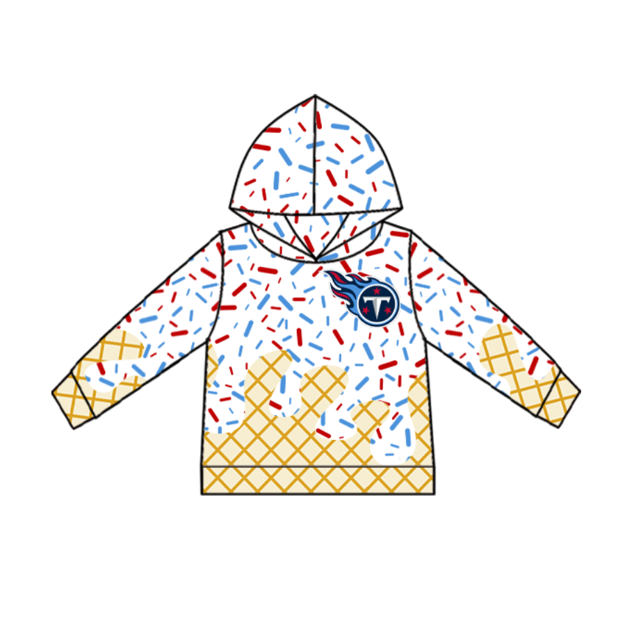 (Custom Design Preorder MOQ 5) Team's TITANS Sprinkles Print Kids Long Sleeve Hoodie Top