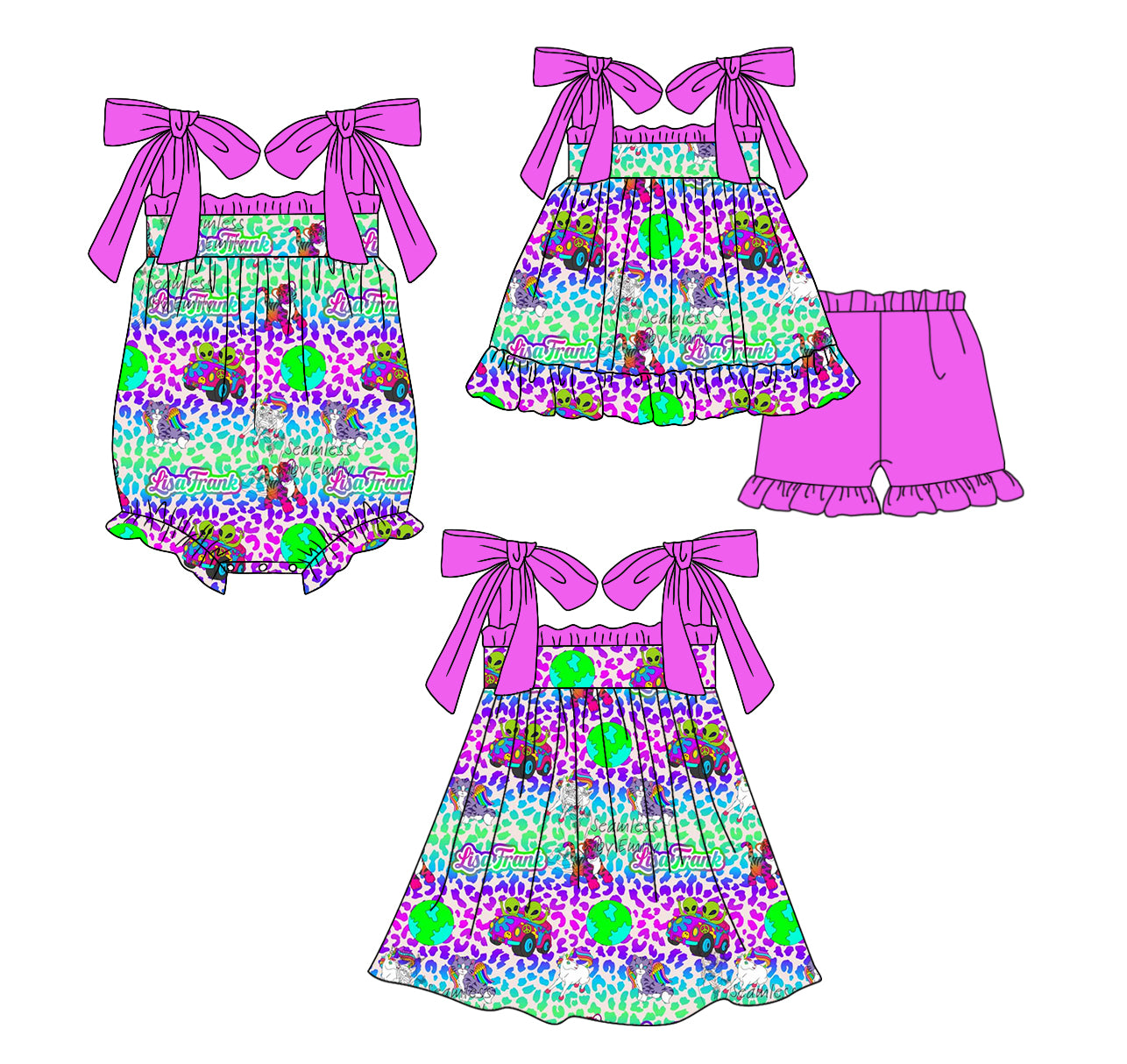 12.12(Custom Design Preorder MOQ 5 Each Design) Colorful Leopard Lisa Print Girls Summer Matching Clothes Sisters Wear