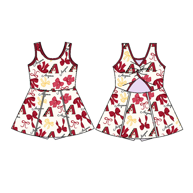 (Custom Design Preorder MOQ 5 Each Color) Team's ARIGONA Bows Print Girls Summer Clothes Sisters Matching Wear